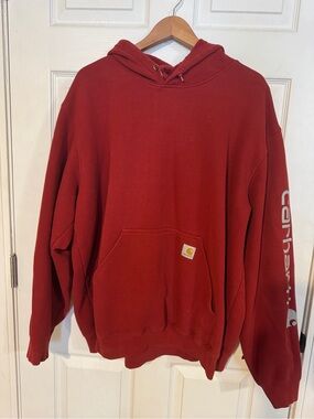 Carhartt Men's Red Hooded Sweatshirt